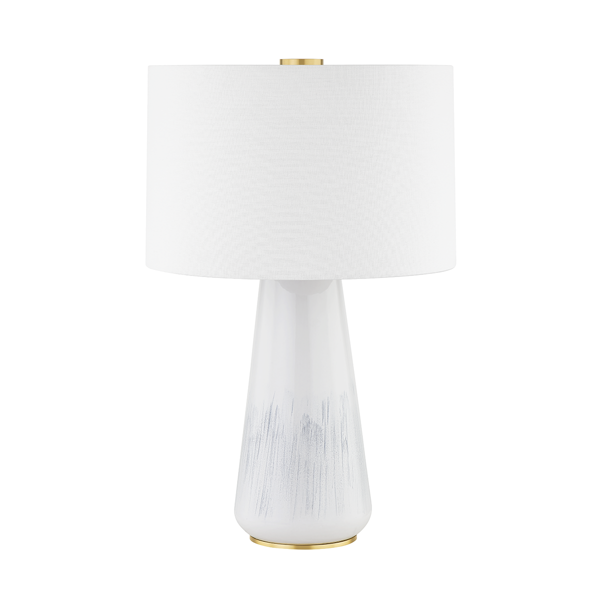 SAUGERTIES Table Lamp with AGED BRASS/GLOSS WHITE ASH CERAMIC Finish