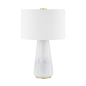 SAUGERTIES Table Lamp with AGED BRASS/GLOSS WHITE ASH CERAMIC Finish