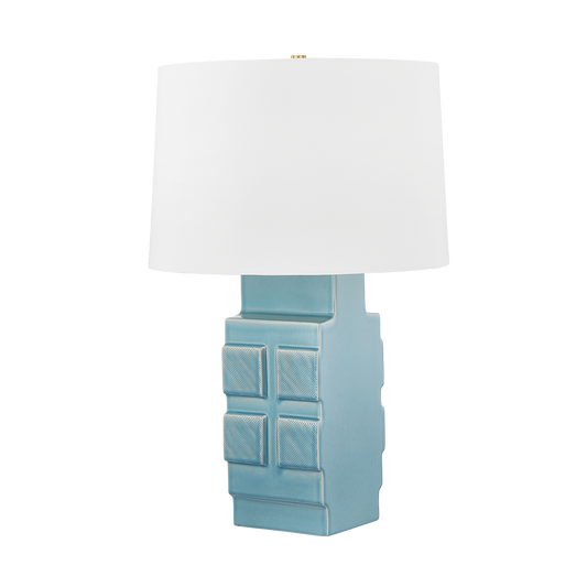 SARAI Table Lamp with Aged Brass/Ceramic Moonstone Granite Finish