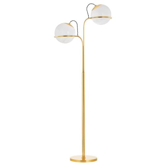 HINGHAM Floor Lamp with Aged Brass Finish