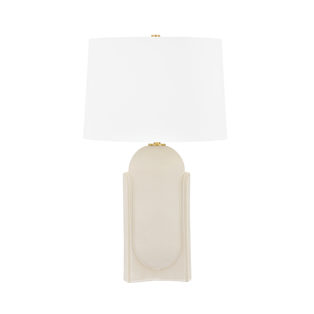 LEESTON Table Lamp with Aged Brass/Ceramic Moonstone Sand Finish