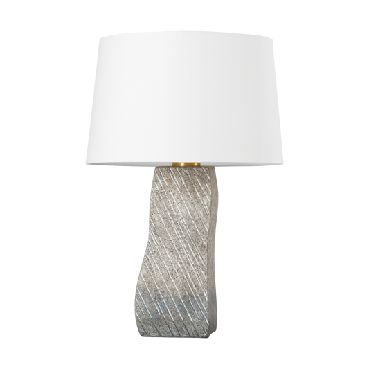 RAIDEN Table Lamp with Aged Brass/ Ceramic Windswept White Finish