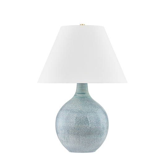KEARNY TABLE LAMP with AGED BRASS/CERAMIC REACTIVE SEAGLASS Finish
