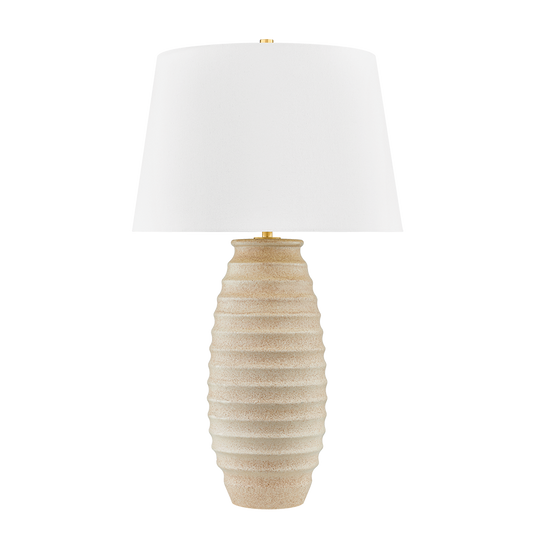 HADDAM TABLE LAMP with AGED BRASS/CERAMIC TEXTURED FAWN Finish