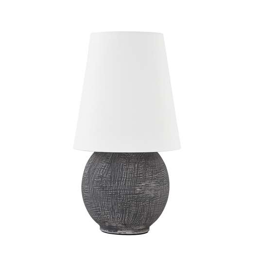 ULSTERVILLE Rechargeable Table Lamp with Aged Brass/Ceramic Greystone Finish