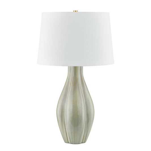 GALLOWAY TABLE LAMP with AGED BRASS/CERAMIC COASTAL GREEN Finish