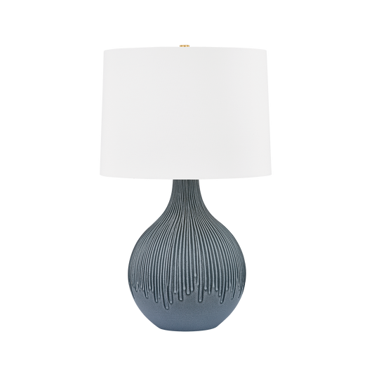 NEPPERHAND Table Lamp with Aged Brass/Ceramic Providence Blue Finish