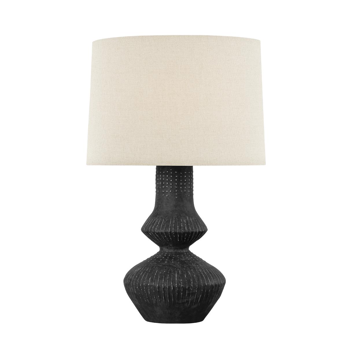 ANCRAM Table Lamp with Vintage Gold Leaf/ Ceramic Totem Black Finish