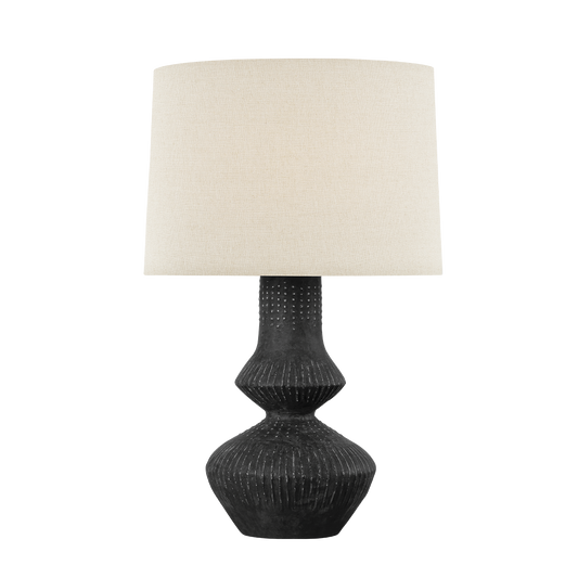 ANCRAM Table Lamp with Vintage Gold Leaf/ Ceramic Totem Black Finish