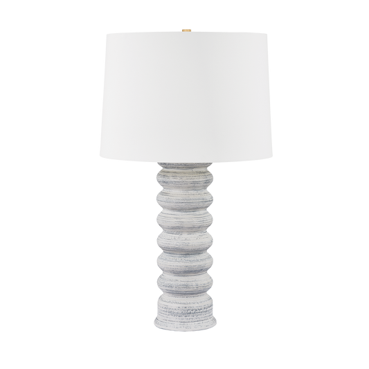 HARWINTON Table Lamp with Aged Brass/Ceramic Grey White Finish