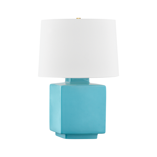 HAWLEY Table Lamp with Aged Brass/ Ceramic Gloss Turquoise Finish