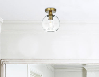 Baxter 8 Inch Flush Mount Clear Shade in Satin Gold