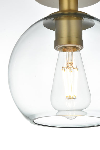 Baxter 8 Inch Flush Mount Clear Shade in Satin Gold