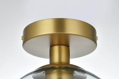 Baxter 8 Inch Flush Mount Clear Shade in Satin Gold