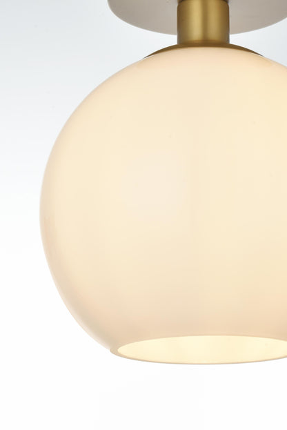 Baxter 8 Inch Flush Mount Frosted White Shade in Satin Gold