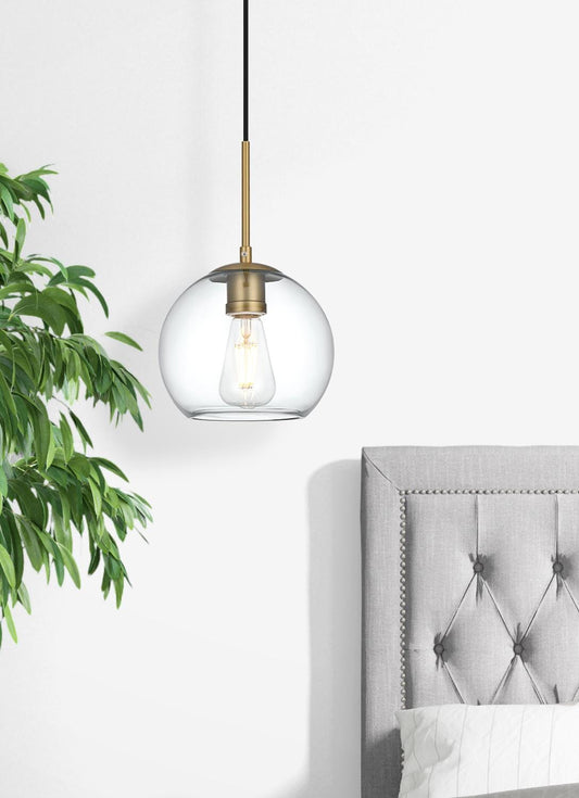Baxter 8 Inch Pendant Clear Shade in Satin Gold