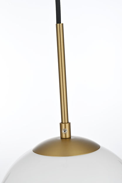 Baxter 8 Inch Pendant Frosted White Shade in Satin Gold