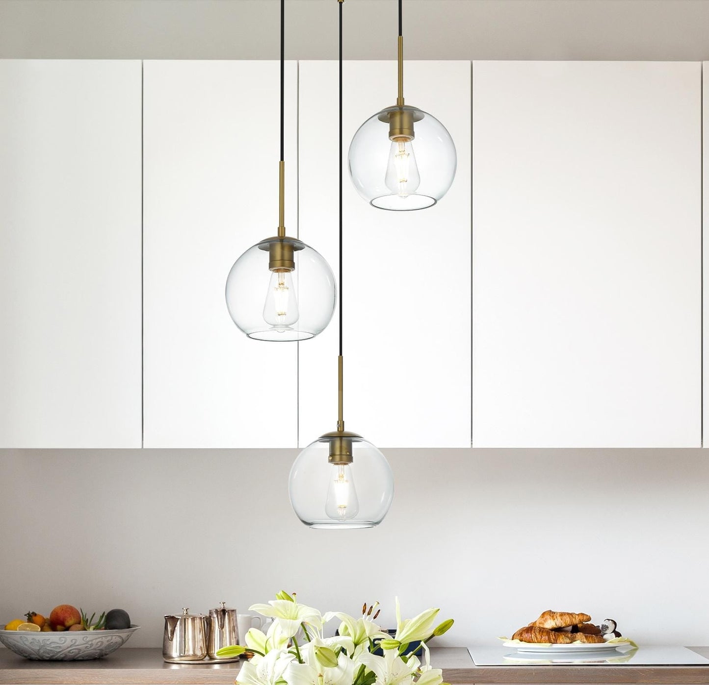 Baxter 18 Inch Flush Mount Clear Shade in Satin Gold