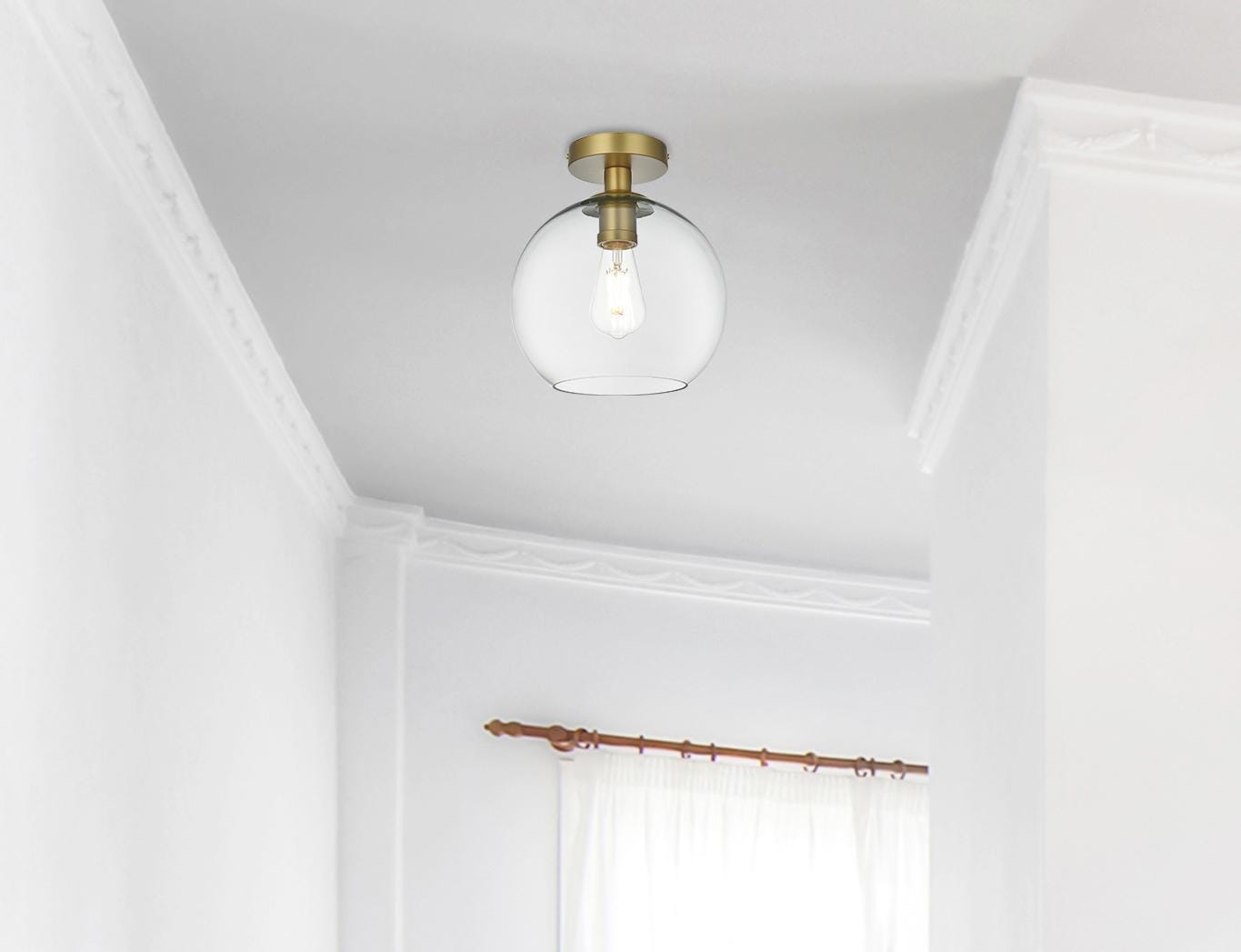 Baxter 18 Inch Flush Mount Clear Shade in Satin Gold