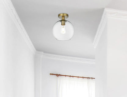 Baxter 18 Inch Flush Mount Clear Shade in Satin Gold