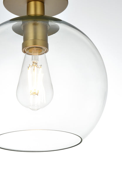 Baxter 18 Inch Flush Mount Clear Shade in Satin Gold