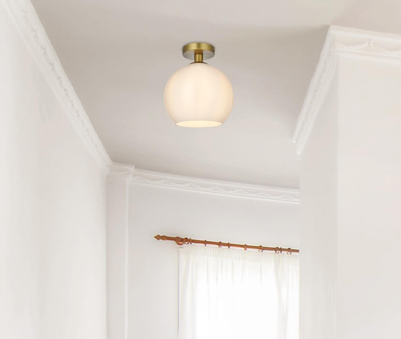 Baxter 10 Inch Flush Mount Frosted White Shade in Satin Gold