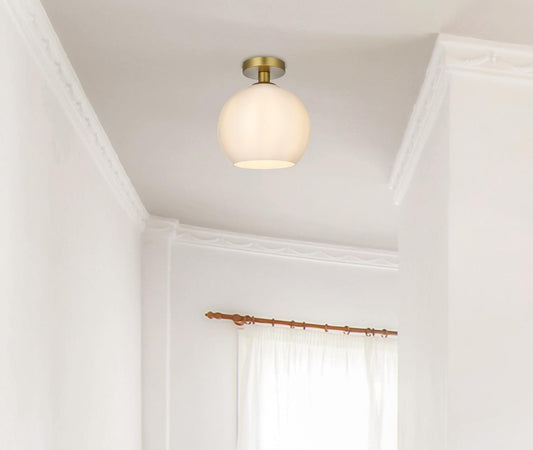 Baxter 10 Inch Flush Mount Frosted White Shade in Satin Gold