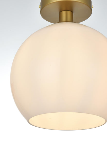Baxter 10 Inch Flush Mount Frosted White Shade in Satin Gold