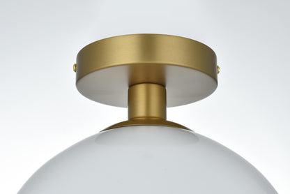 Baxter 10 Inch Flush Mount Frosted White Shade in Satin Gold