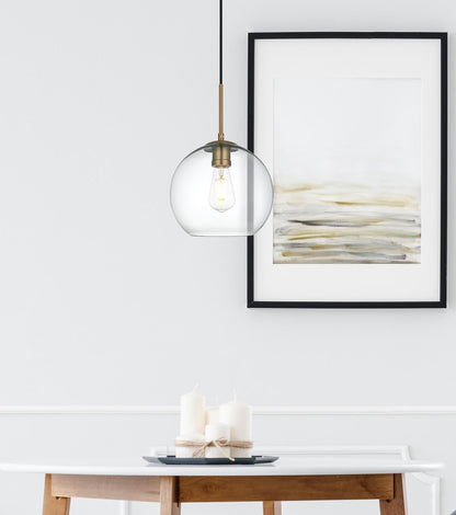 Baxter 10 Inch Pendant Clear Shade in Satin Gold