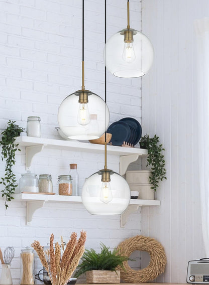 Baxter 20 Inch Pendant Clear Shade in Satin Gold