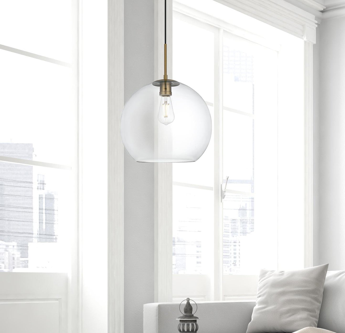 Baxter 14 Inch Pendant Clear Shade in Satin Gold