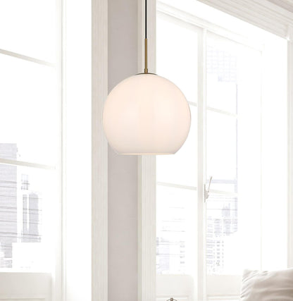 Baxter 14 Inch Pendant Frosted White Shade in Satin Gold