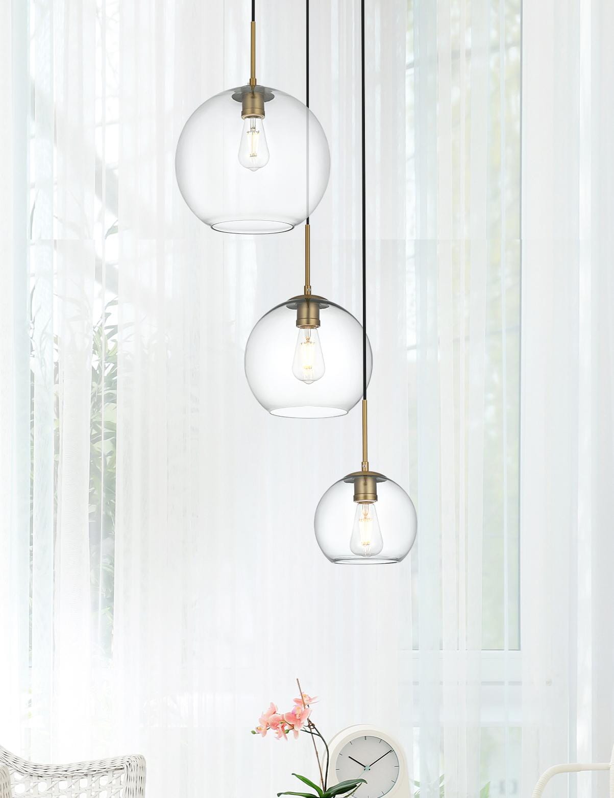 Baxter 21 Inch Pendant Clear Shade in Satin Gold
