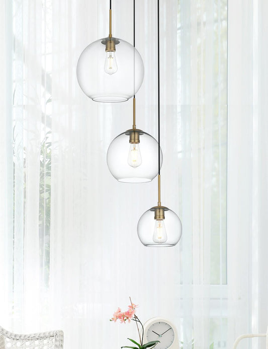 Baxter 21 Inch Pendant Clear Shade in Satin Gold