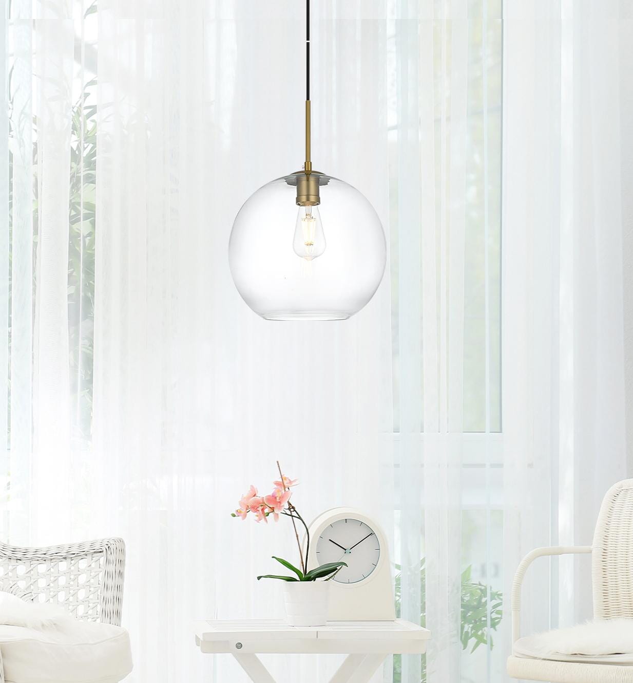 Baxter 12 Inch Pendant Clear Shade in Satin Gold