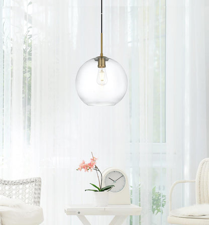 Baxter 12 Inch Pendant Clear Shade in Satin Gold