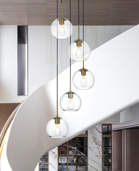 Baxter 18 Inch Pendant Clear Shade in Satin Gold