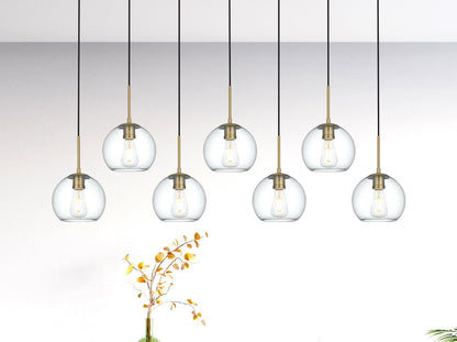 Baxter 54 Inch Pendant Clear Shade in Satin Gold