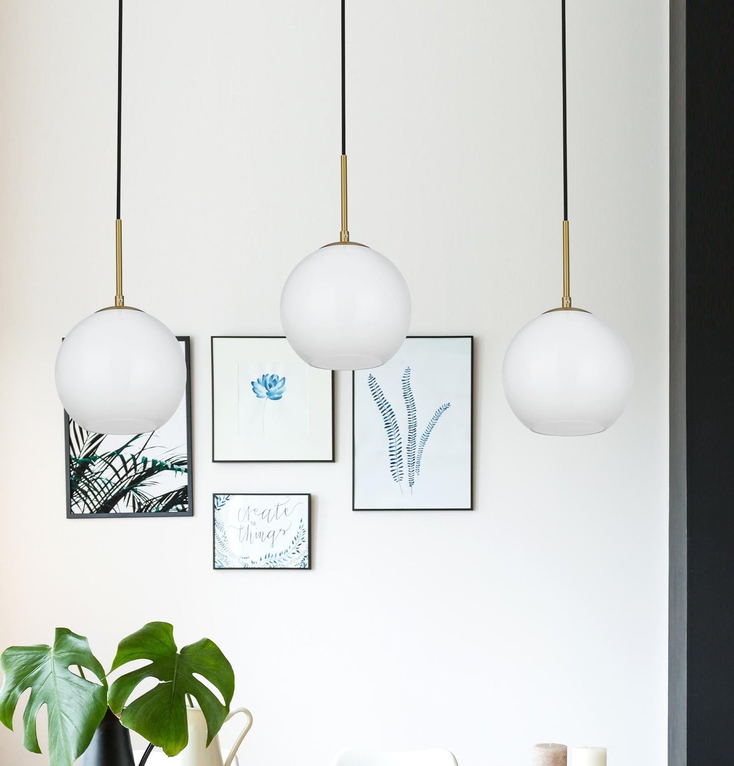 Baxter 36 Inch Pendant Frosted White Shade in Satin Gold