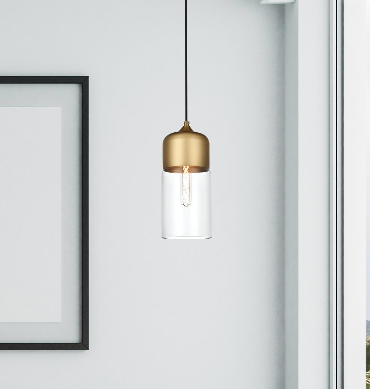 Ashwell 5 Inch Pendant Clear Shade in Satin Gold
