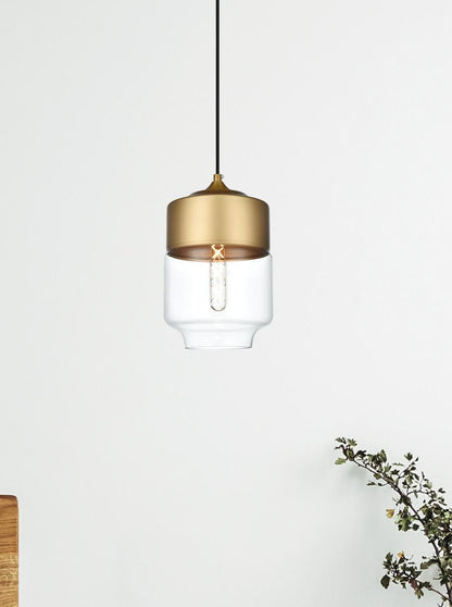Ashwell 7 Inch Pendant Clear Shade in Satin Gold