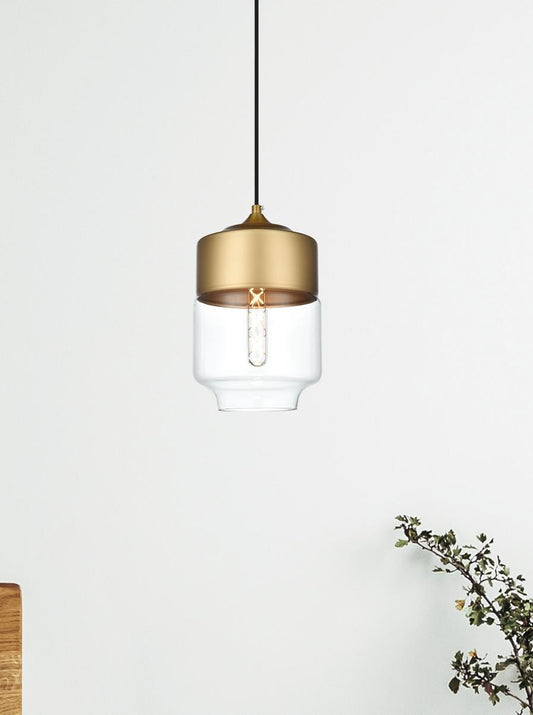 Ashwell 7 Inch Pendant Clear Shade in Satin Gold