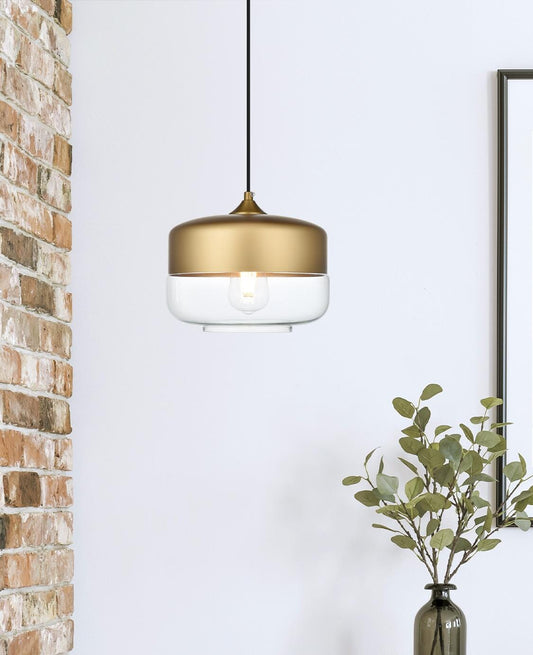 Ashwell 10 Inch Pendant Clear Shade in Satin Gold