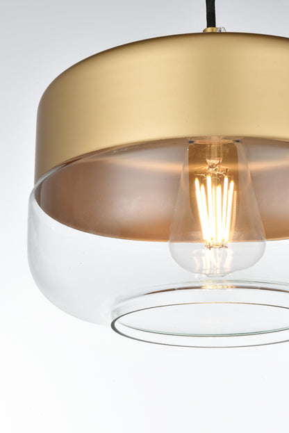 Ashwell 10 Inch Pendant Clear Shade in Satin Gold