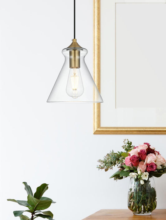 Destry 8 Inch Pendant Clear Shade in Satin Gold