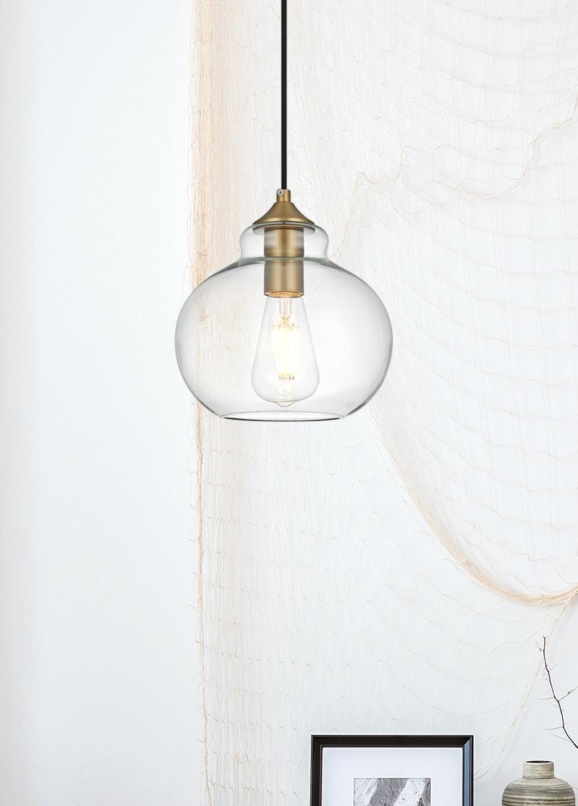 Destry 8 Inch Pendant Clear Shade in Satin Gold
