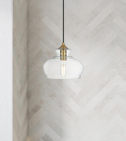 Destry 9.5 Inch Pendant Clear Shade in Satin Gold