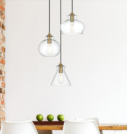 Destry 18.5 Inch Pendant Clear Shade in Satin Gold