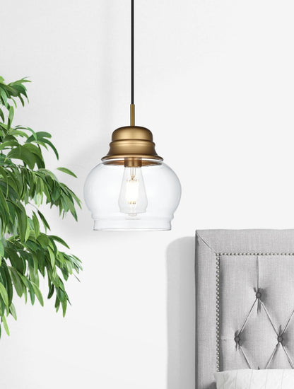 Kenna 8 Inch Pendant Clear Shade in Satin Gold